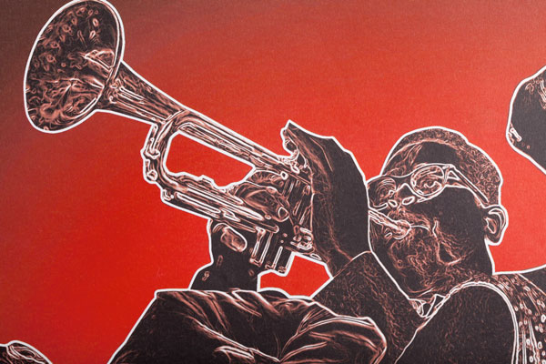 75a gestaltet für die SWR Big Band das "Swing That Music"-Konzertplakat
