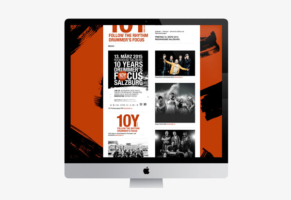 75a Büro für Gestaltung aus Stuttgart gestaltet die Website für 10Y drummer's focus Salzburg